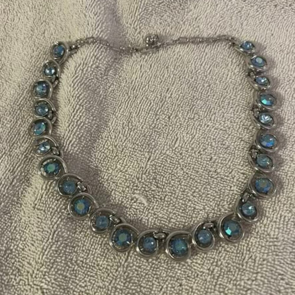 🐻Light Blue Gem and "Silver" Choker Necklace